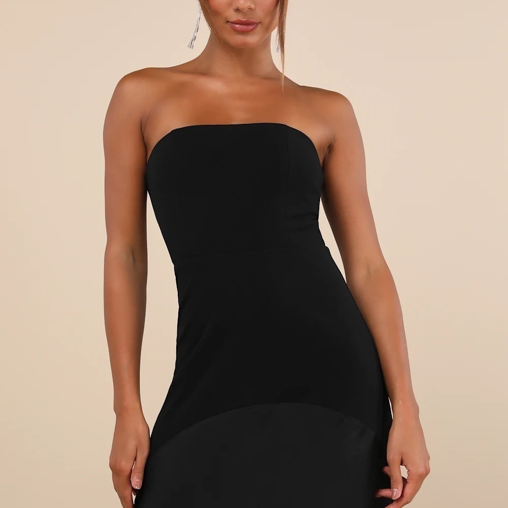 NWOT Compelling Style Black Strapless A-Line Maxi Dress - Picture 2 of 2